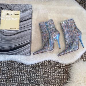 New Jeffery Campbell baby blue tweed booties